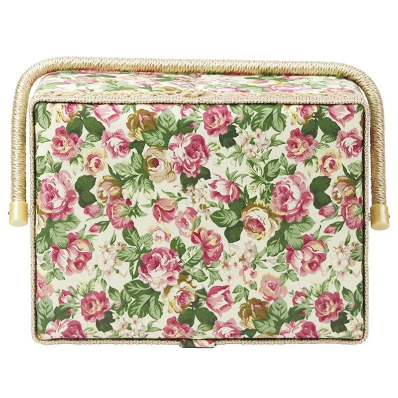 Корзина для шитья с цветочным принтом розы коробка хранения набора со съемным