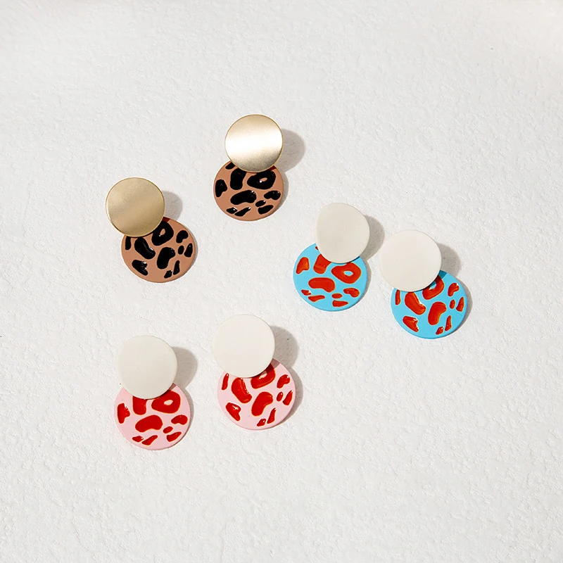 

Korean Leopard Vintage Silver Needle Stud Earrings Elegant Sweet Hanging Earrings Women Student Girlfriend Jewelry Accessories