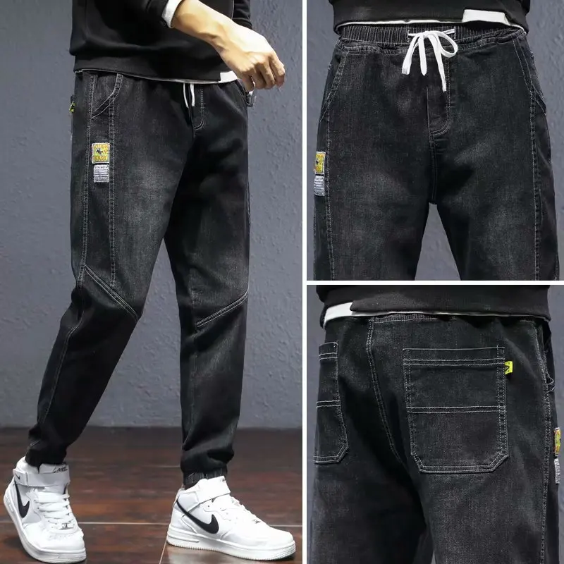 Trendy Brand Small Feet Jeans Men's Fashion Nine-point Harlan Casual Long Pants Baggy Jeans Spring and Autumn Cargo Jeans