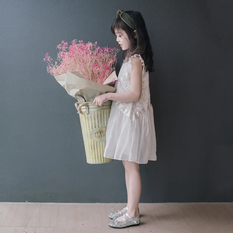 Кружевное платье для девочек летнее принцессы без рукавов Тюлевое вечерние
