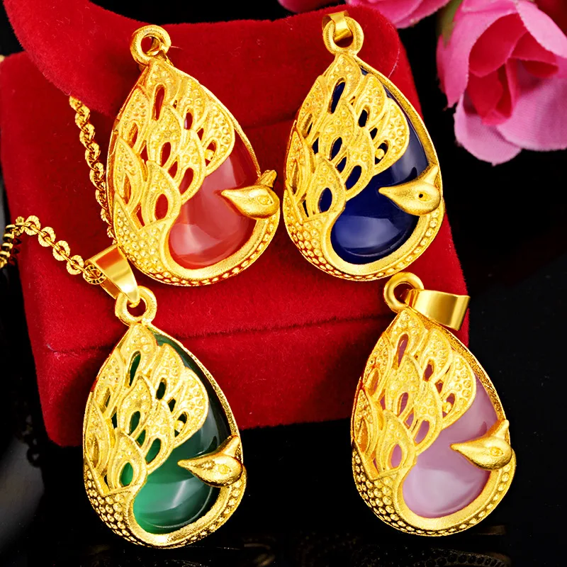 

Роскошный Опал подвеска на ожерелье Павлин для женщин красный синий зеленый розовый драгоценный камень подвеска ожерелья на свадьбу День рождения ювелирные изделия в подарок