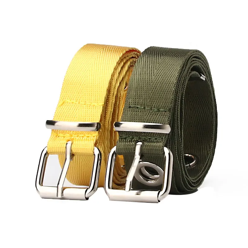 Ремень с металлической пряжкой в стиле унисекс брезентовый пояс круглой длинный