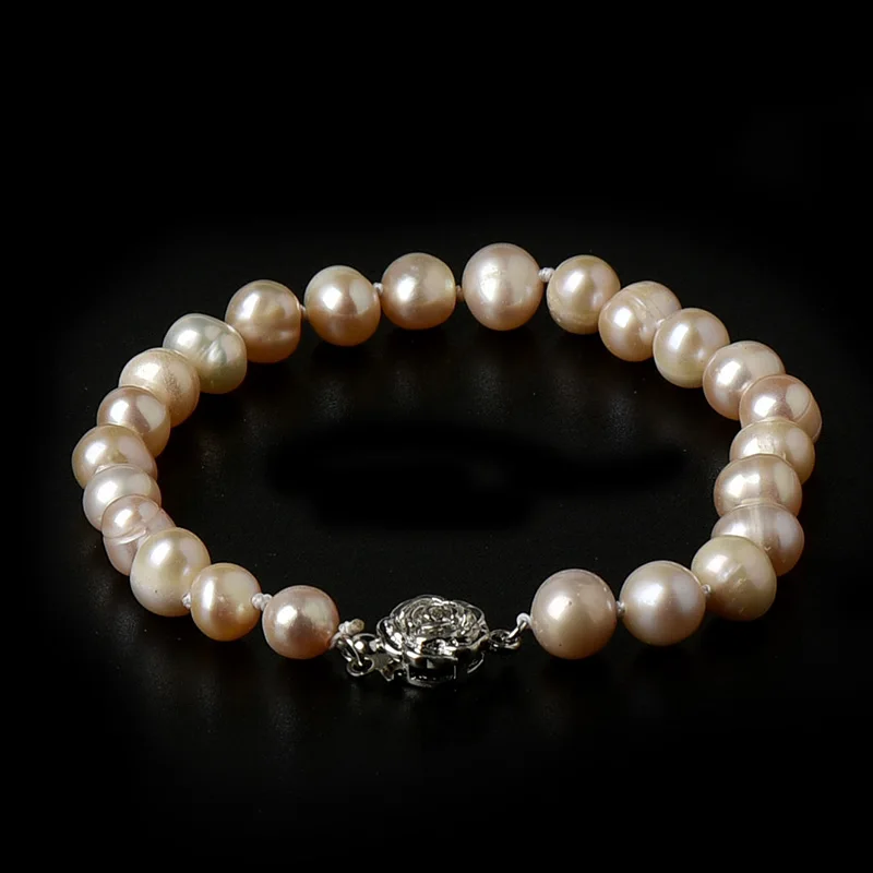Из натурального жемчуга розовый черный белый цвет пресноводный жемчуг браслет
