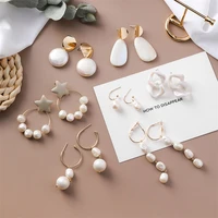 korean acrylic simulated pearl shell star long dangle earrings sweety ear jewelry for women drop earrings pendientes gift