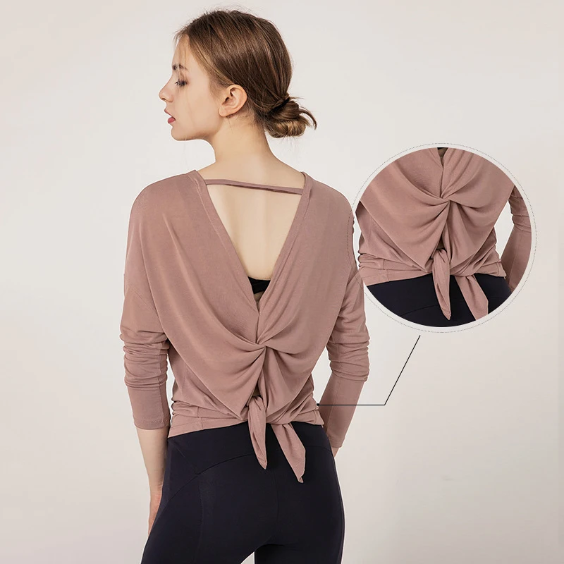 Женская рубашка с длинным рукавом повседневный топ открытой спиной свободные