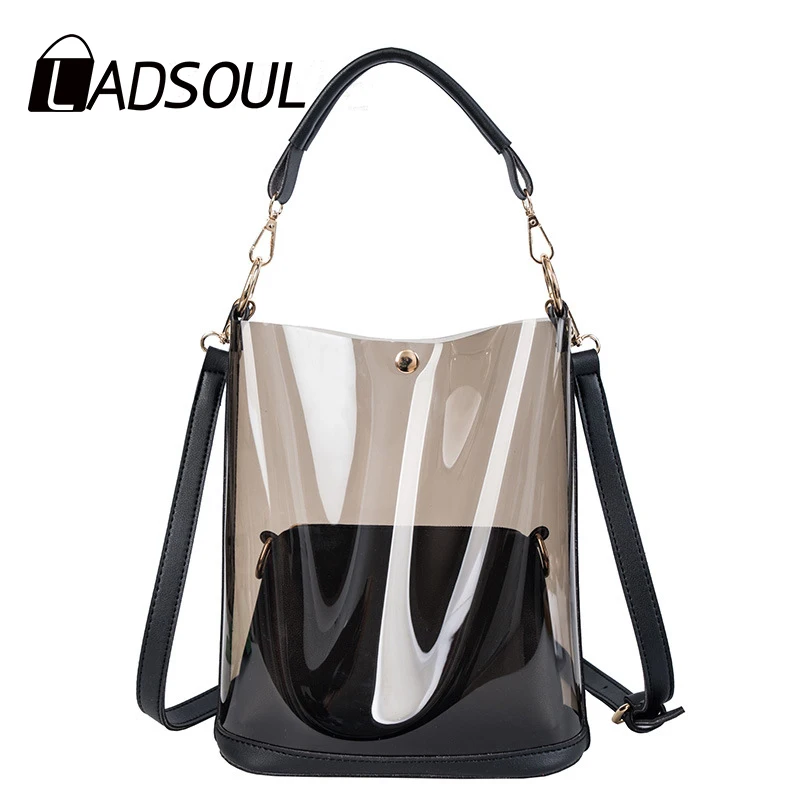 Женская сумка-ведро LADSOUL модная прозрачная сумка через плечо из 2 предметов