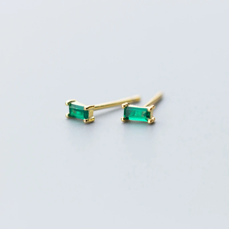 Женские серьги-гвоздики из серебра 925 пробы вечерние зеленым Цирконом | Украшения