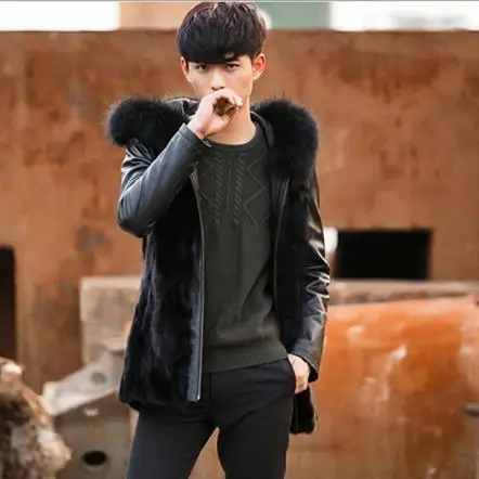 Леопардовые мужские пальто из искусственного меха 2019 зима осень черное кожаное