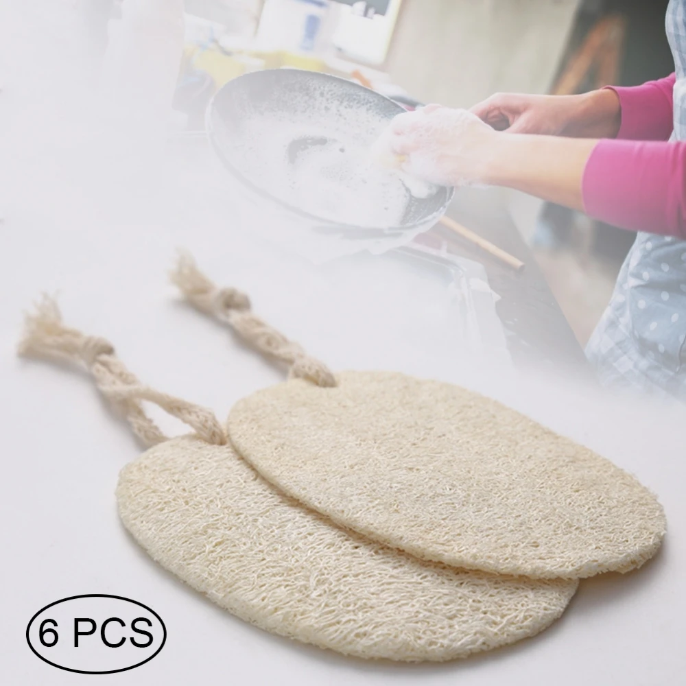 6 шт. кухонные антижировые чистящие салфетки для мытья посуды из натуральной люфы