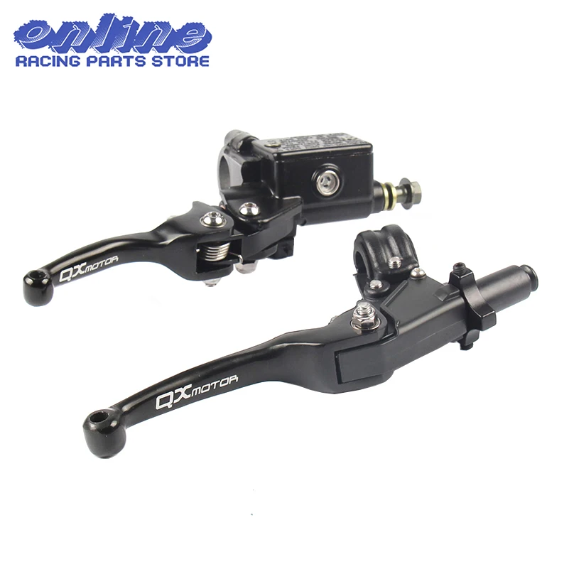 

QXMOTOR Logo CNC Folding Brake Lever ASV Clutch Lever With Front Pump Fit CRF KLX YZF RMZ Motorcycle Dirt Bike Motocross Part