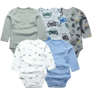 Spring Autumn Baby Bodysuits 3/4/5PCS Long Sleeve Baby Boy Girl Clothes 100% Cotton Newborn Body Inf in USA (United States)