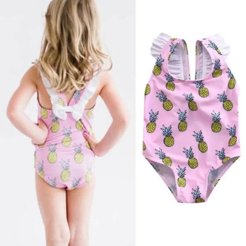 Цельный купальник-бикини с ананасом для маленьких девочек летний купальный