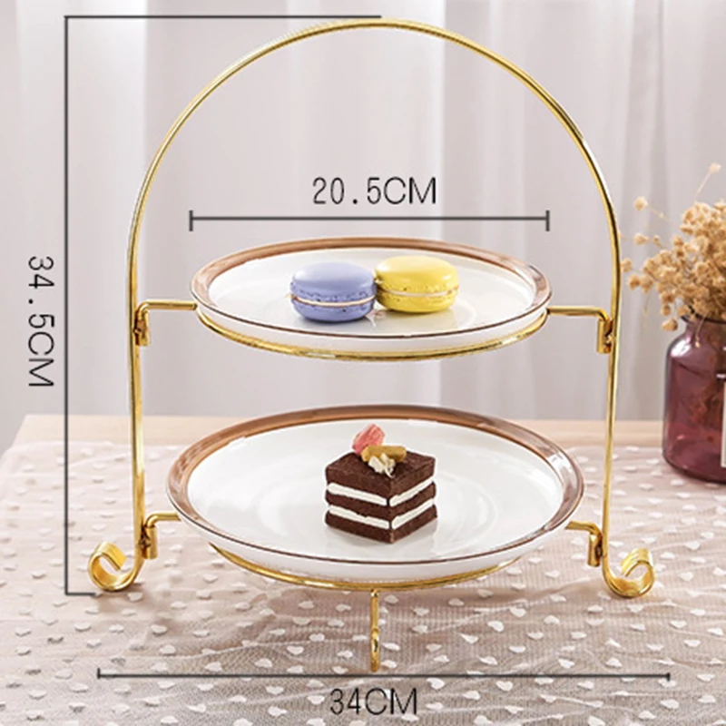 

Fruit Plate European Two - Layer Snack Rack Cake Display Rack Pastry Dish Serving Tray Fruit Candy Shelf Room Party Decoration