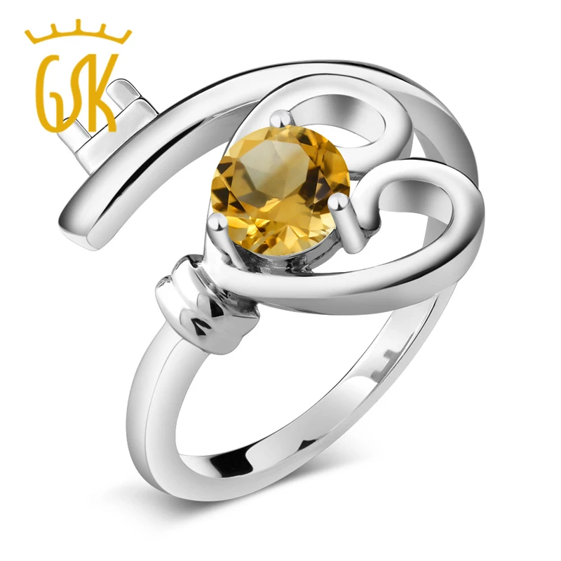 Ювелирные изделия с цитрином GemStoneKing 0 45 карат круглый натуральный желтый цитрин