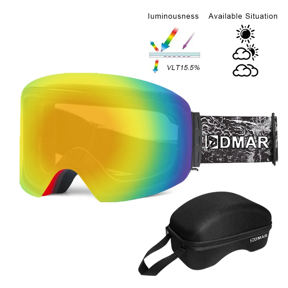 Лыжные очки противотуманные UV400 очки плюс двухслойная защита согревающие очки большие линзы маска для катания на коньках для мужчин и женщин сноуборд - Цвет: Red with box