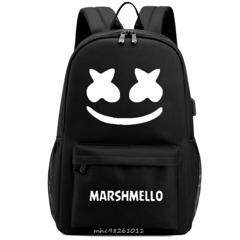 Популярный игровой рюкзак Marshmello модный школьный с USB-разъемом аниме мультяшный