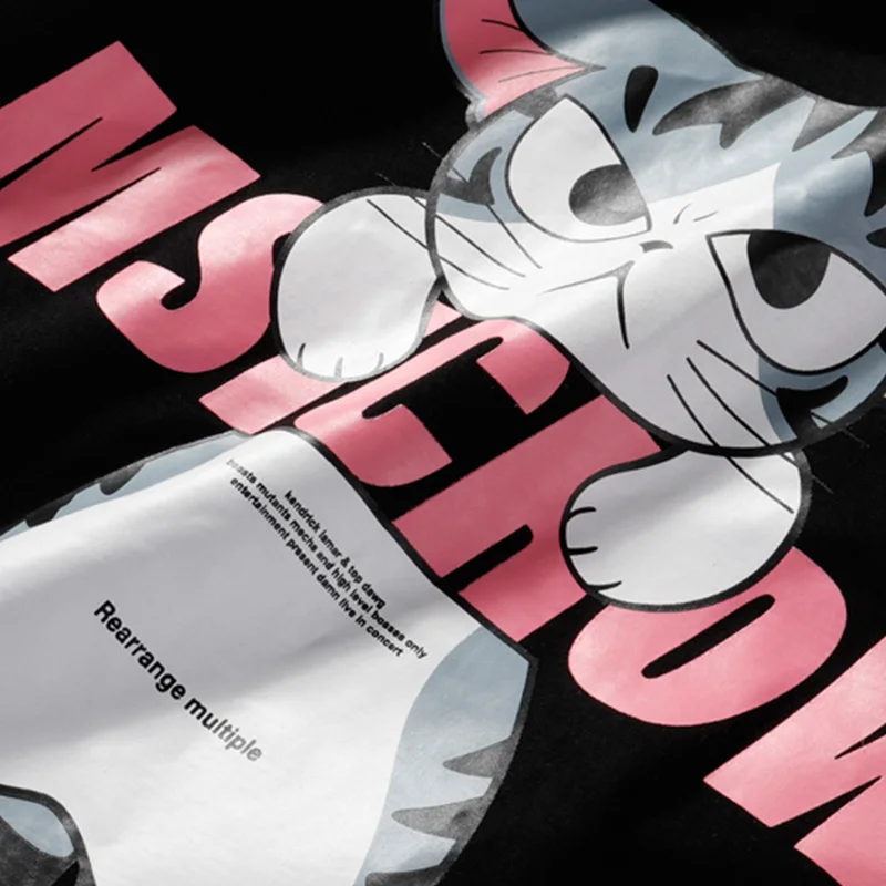 

Aolamegs Cute Cat Printed Tshirts Men Harajuku Oversized T-shirts Summer Short Sleeve Casual Tops Tees Shirts Hip Hop Streetwear