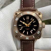 steeldive sd1941s unique design 45mm square shape solid brushed bronze case dive watch 1000m nh35 automatic men diver watch