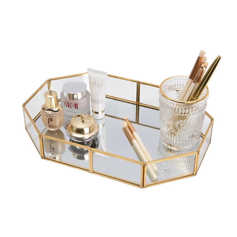 

Nordic Jewelry Storage Tray Glass Makeup Organizer Storage Basket Dessert Plate Jewelry Display Home Kitchen Decor