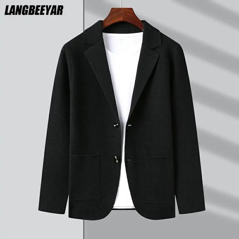 

Top Grade New Autum Winter Brand Fashion Slim Fit Knit Blazer Mens Top Cardigan Sweater Casual Coats Jacket Mens Clothes 2021