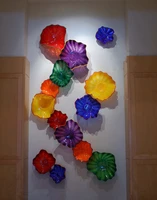 european style flower art designed wall plates customized handmade blown glass wall lamps