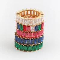 colorful cz eternity band ring boho skinny engagement wedding birthstone rainbow color classic simple round circle finger rings