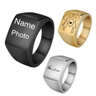 Кольцо из нержавеющей стали с гравировкой имени и изображением домашнего животного