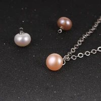 korean fashion freshwater pearls charm pendant necklace white pink 4a top grade round pearl choker silver color chain necklace
