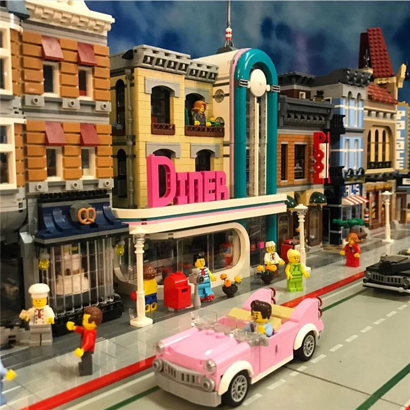 

Creator Expert City Street View Streetview Sets Model Building Blocks Bricks Kits Educational Toys For Children Christmas Gifts