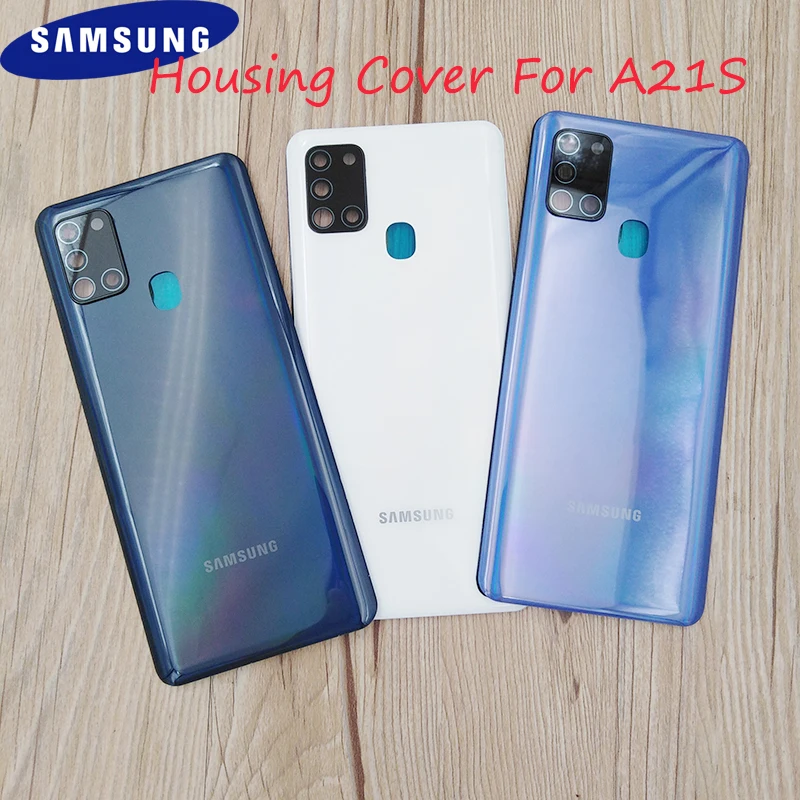 

Оригинальная задняя крышка батарейного отсека Samsung Galaxy A21S A217 A217F, запасные части для ремонта корпуса с объективом камеры и логотипом