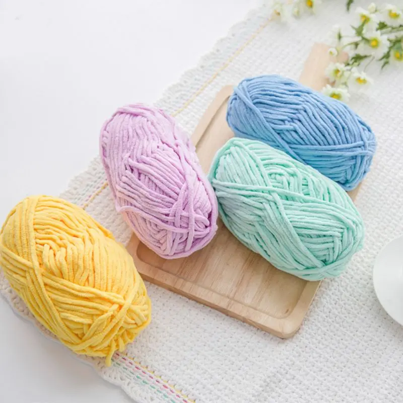 100 г/шар полиэфирная пряжа для вязания крючком милая яркая яркого цвета сделай