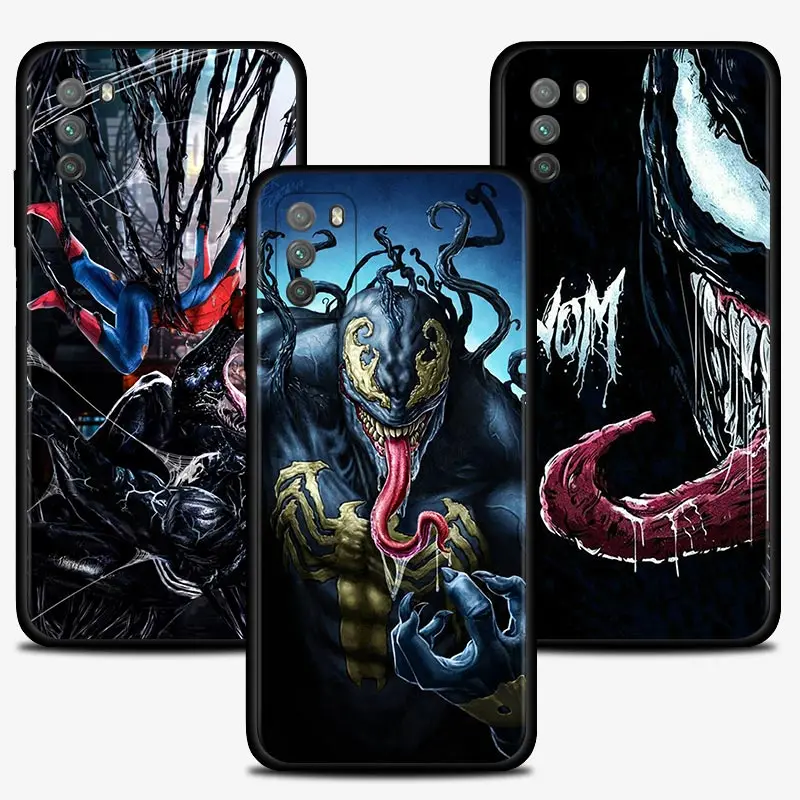 phone case for xiaomi poco x3 nfc f3 gt m4 m3 pro 5g note 10 civi 9t 11t 11 10t lite pro 5g cover marvel spiderman and venom 2 free global shipping