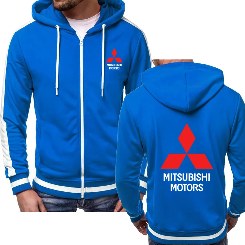 

Mens Sweatshirts Mitsubishi Car Logo Print fashion Casual Hip Hop Harajuku Long Sleeve Hooded zipper Jacket Man Hoody Clothing