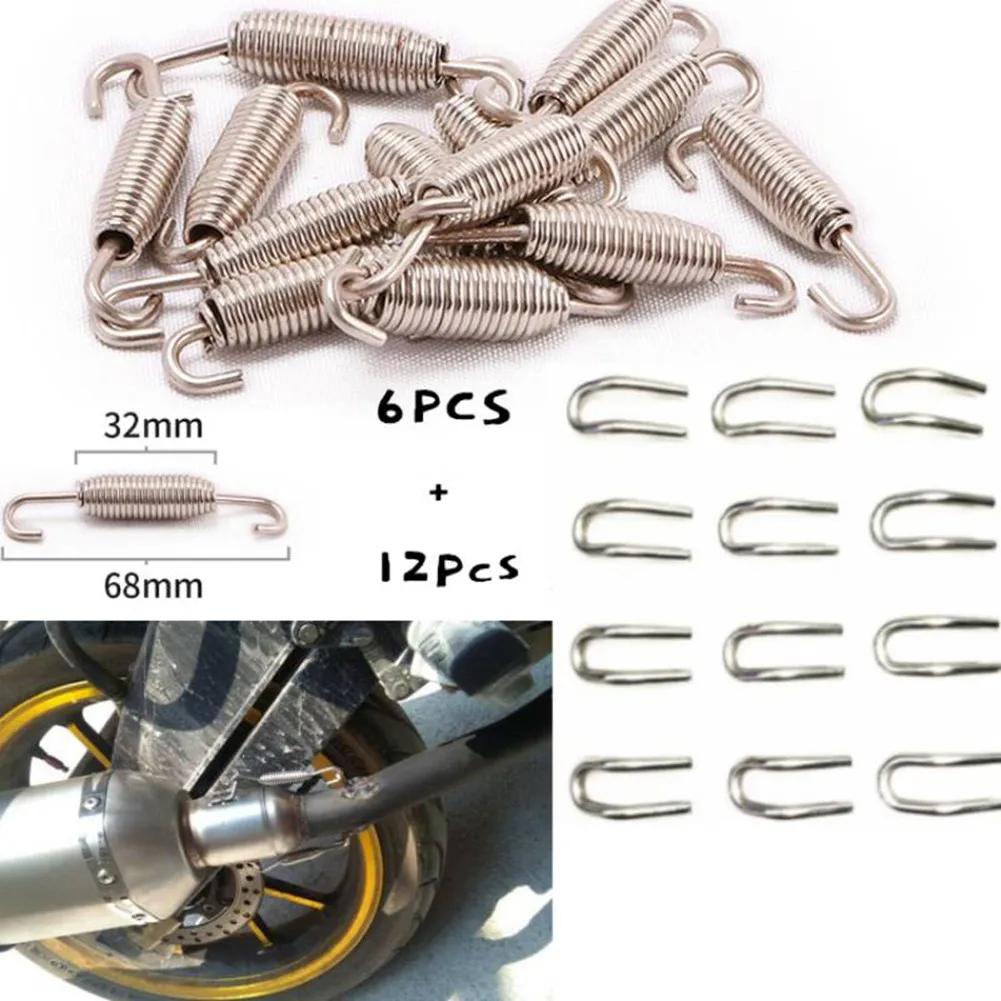 

18pcs Springs Hooks Chrome Expansion Link Manifold Muffler Stainless Steel