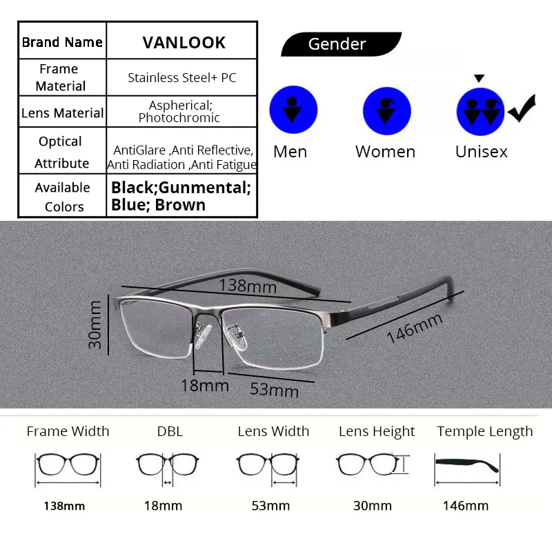 Фотохромные очки для близорукости солнцезащитные с объективом Хамелеон мужчин и