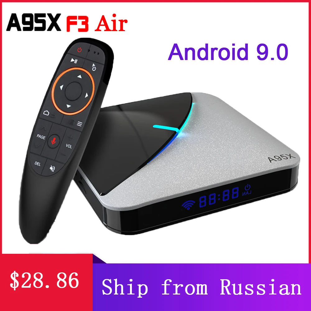 Приставка Смарт-ТВ A95X F3, Android 9,0, RGB светильник Amlogic S905X3, 8k