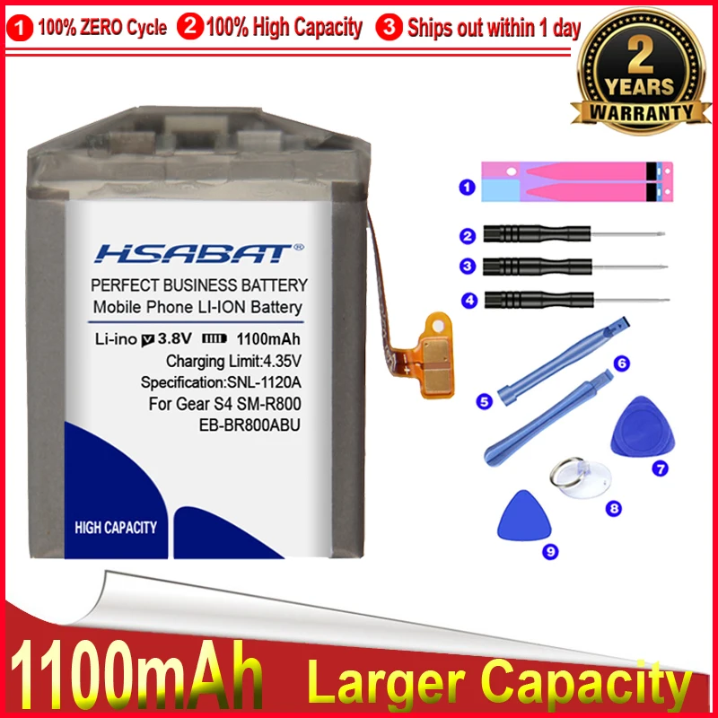 HSABAT 0 цикл 1100 мАч EB-BR800ABU аккумулятор для Samsung Gear S4 SM-R800 SM-R810 SM-R805 телефона | Мобильные