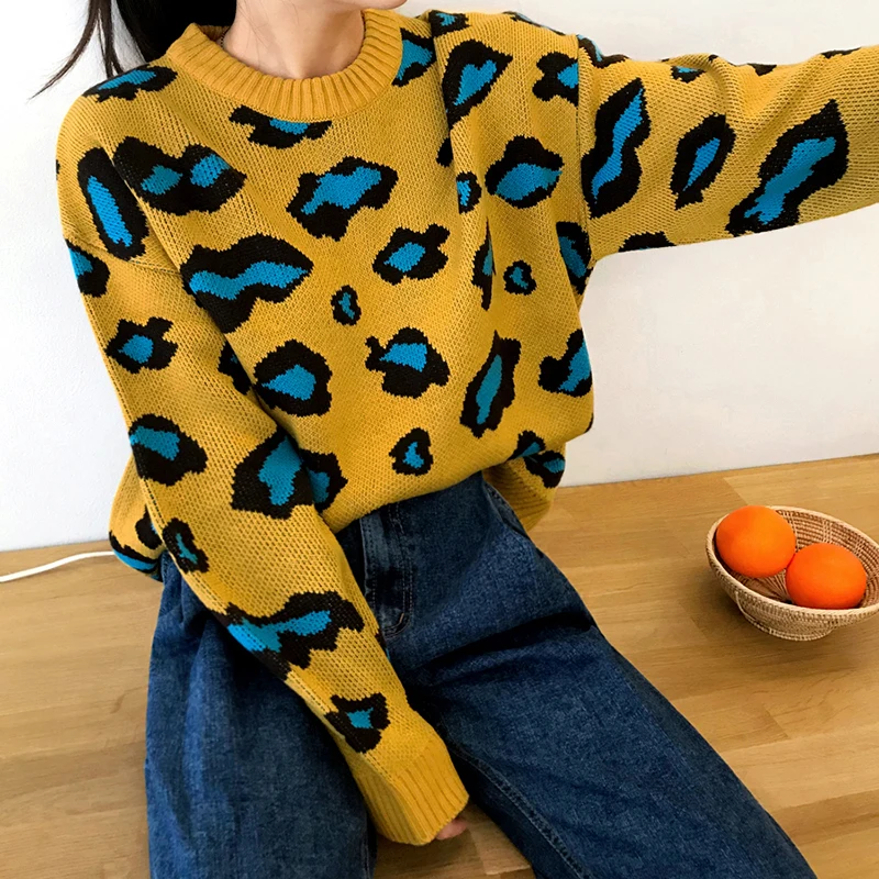 

Women Pullover O Neck Batwing Long Sleeve Casual Sweaters Ladies Jumper Warm Soft Tops Pull Femme Print Autumn Knitted Sweater