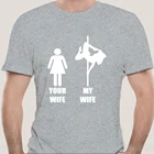 Футболка мужская с коротким рукавом, тенниска для танцев на шесте, с надписью Ваша жена моя жена