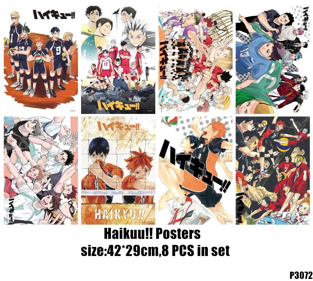 8 шт./лот Аниме Haikyuu! Плакат с тиснением плакат Haikyuu Shouyou Tobio Yuu Kenma Tooru комиксные