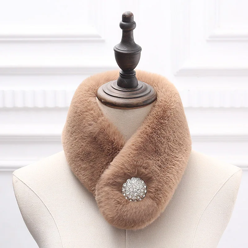 Женский зимний теплый шарф с кольцом из искусственного кроличьего меха