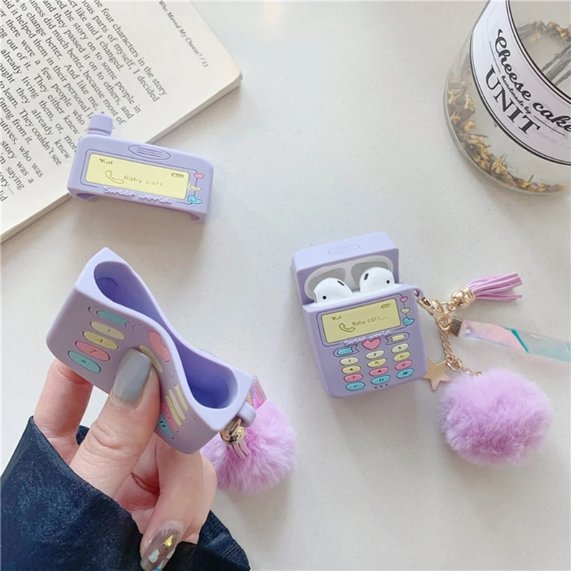 

Earphone Case Cover + Keychain Protective Full Compatible with Air-Pods 2&1