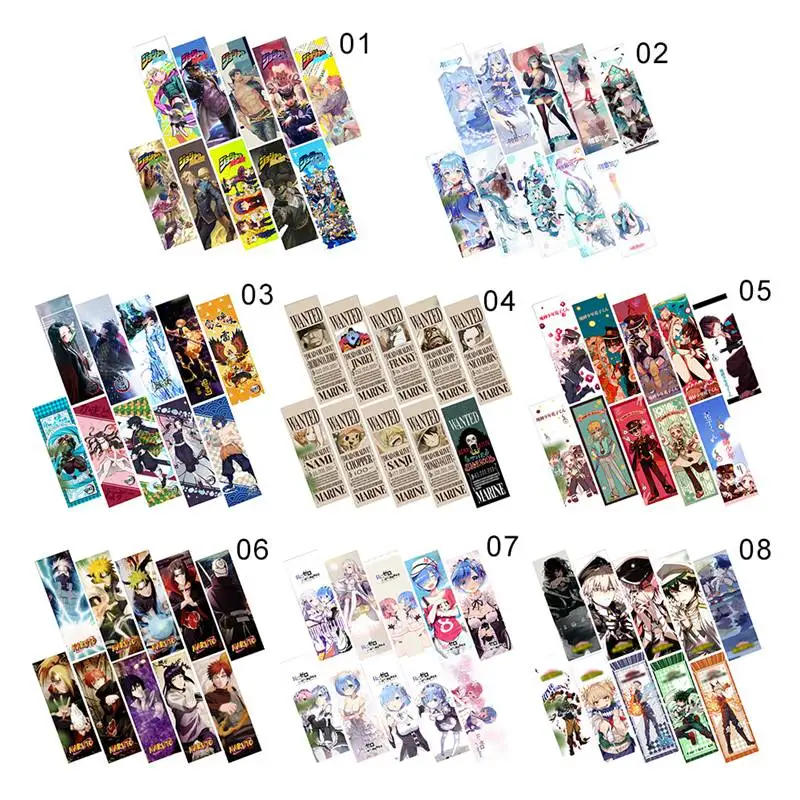 

10PCS/Set Anime Demon Slayer Kimetsu no Yaiba JoJo's Bizarre Adventure Animation Bookmarks Book Marks Holder Stationery Gift