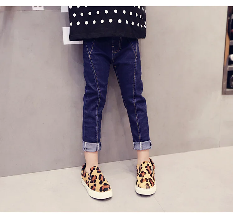 Леггинсы для девочек Новинка 2019 года осенние детские джинсы синие и Черные