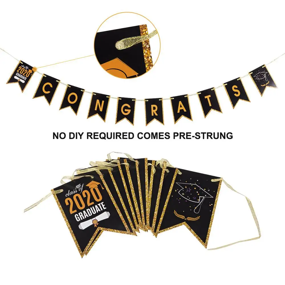 12 шт. черно золотые украшения для выпусквечерние торта поздравления класс 2020