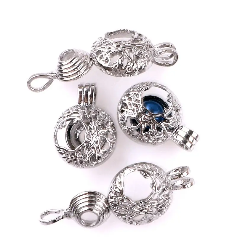 5 шт./лот серебряные медные полые шарики дерево бусины жемчужная клетка Подвеска