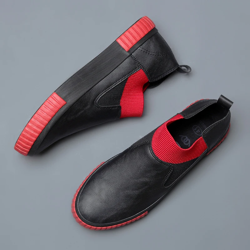 Мужские повседневные кожаные туфли черные дышащие Дизайнерские кроссовки