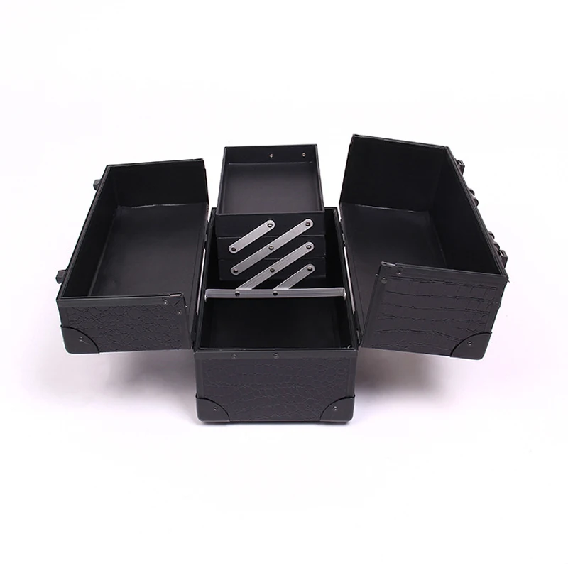 Большой черный Красота Чехол многоэтажных Макияж чемодан-органайзер чехол