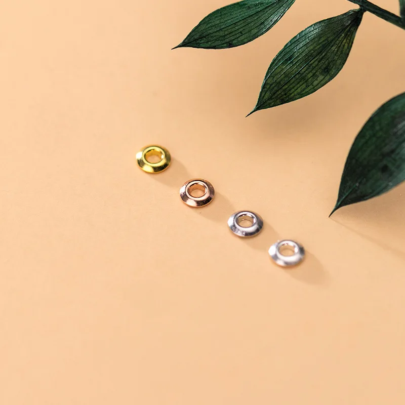 5 шт./лот Стерлинговое Серебро 925 пробы круглые свободные прокладки 3 мм 4 вида