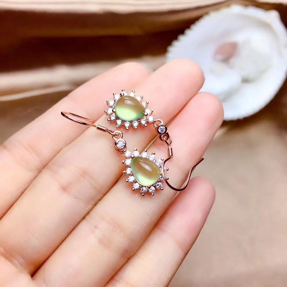 FASHION GRAPE GEMSTONE DANGLE EARRINGS FOR LADY JEWELRY WATER DROP NATURAL GEM REAL 925 SILVER ROSE GOLD COLOR HOOK EARRINGS